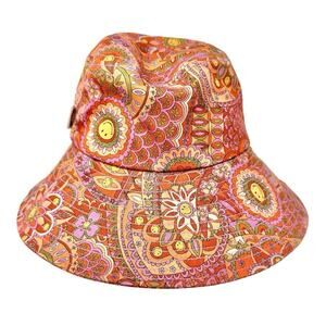 Billabong Retro Bucket Hat OSFM Y2K Hippie Smile Rainbow Psychedelic Cotton